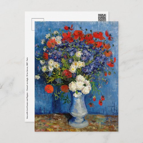 Vincent van Gogh _ Vase with Cornflowers  Poppies Postcard