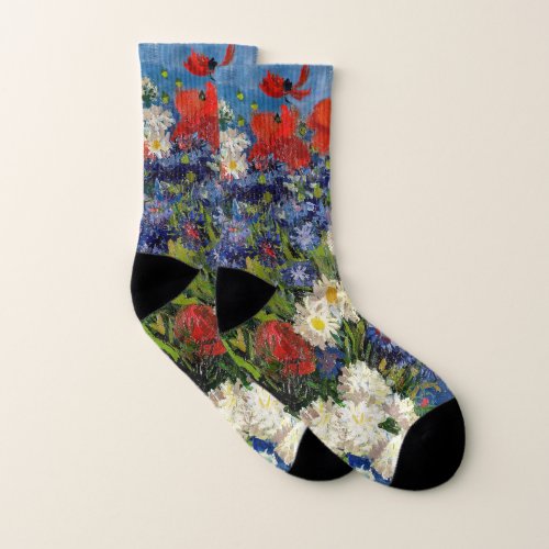 Vincent van Gogh _ Vase with Cornflowers  Poppies Socks