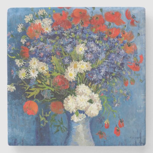 Vincent van Gogh _ Vase with Cornflowers  Poppies Stone Coaster