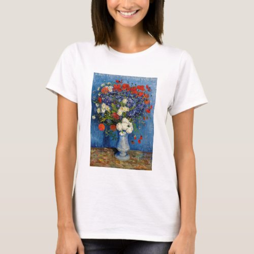 Vincent van Gogh _ Vase with Cornflowers  Poppies T_Shirt