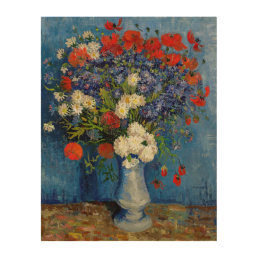 Vincent van Gogh - Vase with Cornflowers &amp; Poppies Wood Wall Art