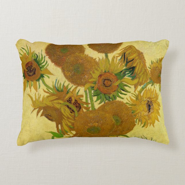 Vincent van Gogh - Vase with Fifteen Sunflowers Accent Pillow (Front)