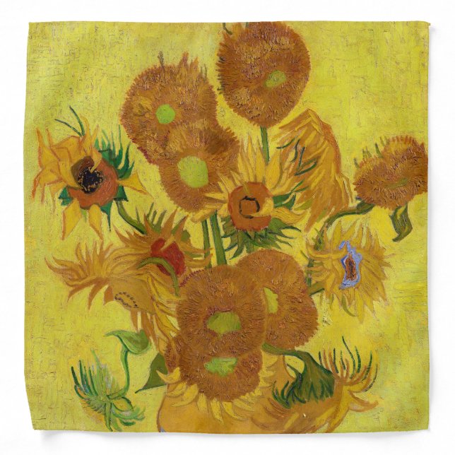 Vincent van Gogh - Vase with Fifteen Sunflowers Bandana (Front)