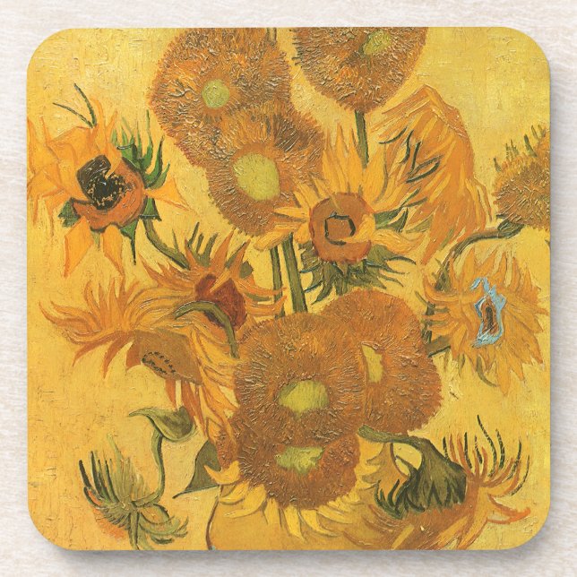Vincent van Gogh - Vase with Fifteen Sunflowers Beverage Coaster (Front)