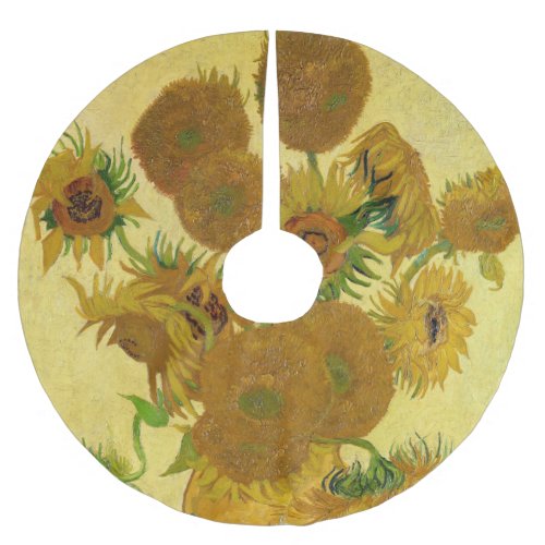 Vincent van Gogh _ Vase with Fifteen Sunflowers Brushed Polyester Tree Skirt