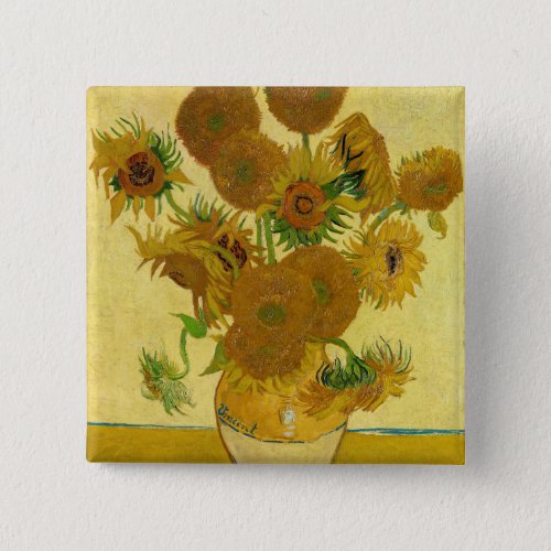 Vincent van Gogh _ Vase with Fifteen Sunflowers Button