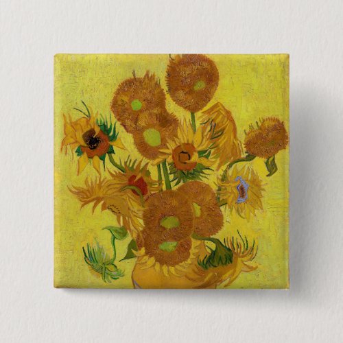 Vincent van Gogh _ Vase with Fifteen Sunflowers Button