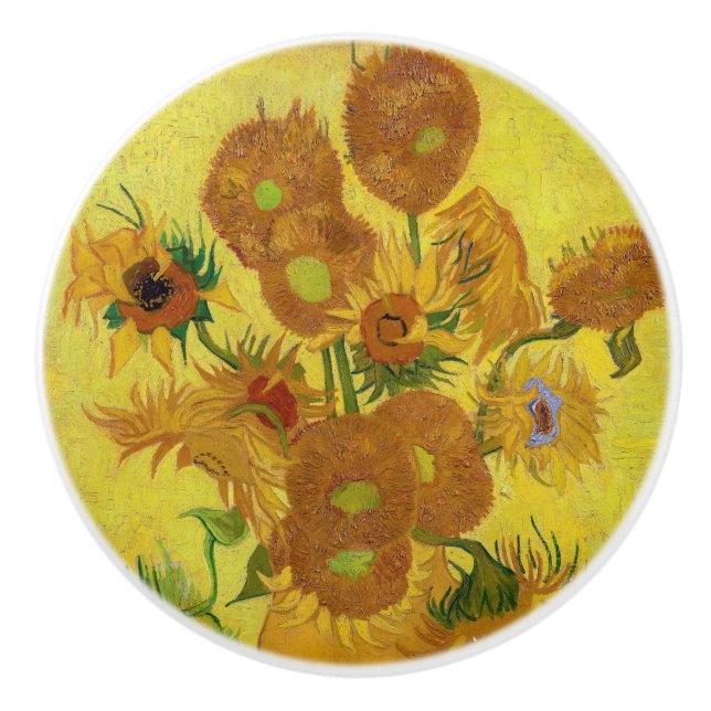 Vincent van Gogh - Vase with Fifteen Sunflowers Ceramic Knob (Front)