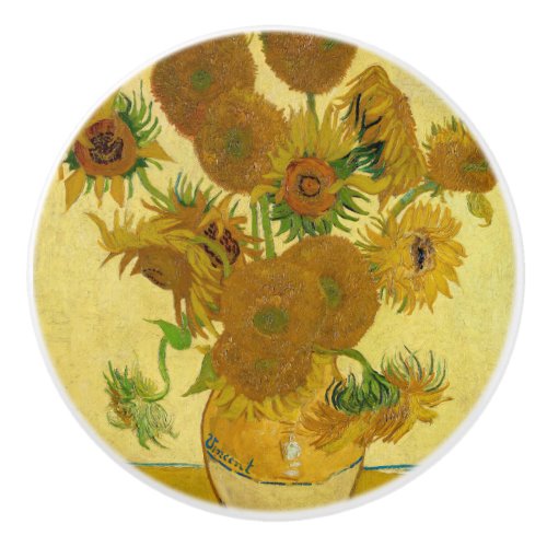 Vincent van Gogh _ Vase with Fifteen Sunflowers Ceramic Knob