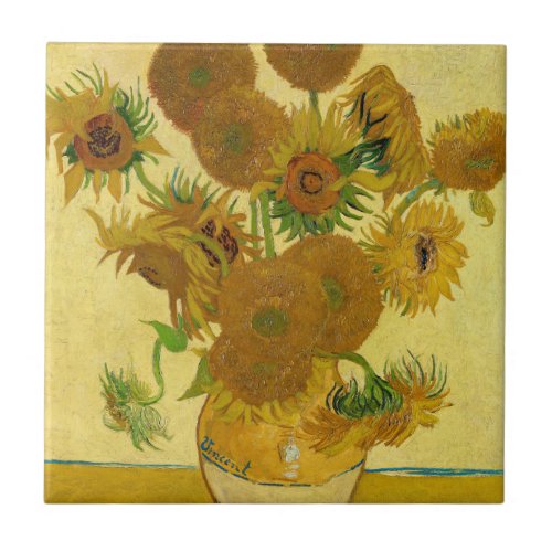 Vincent van Gogh _ Vase with Fifteen Sunflowers Ceramic Tile