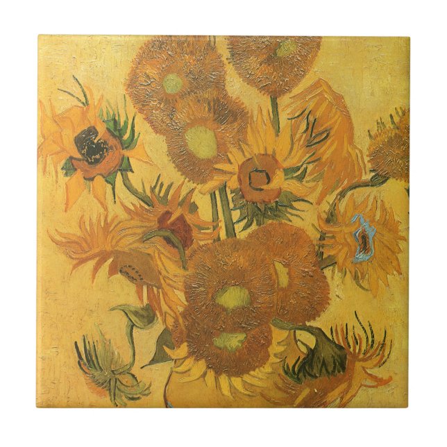 Vincent van Gogh - Vase with Fifteen Sunflowers Ceramic Tile (Front)