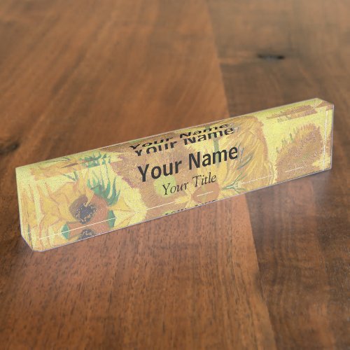 Vincent van Gogh _ Vase with Fifteen Sunflowers Desk Name Plate