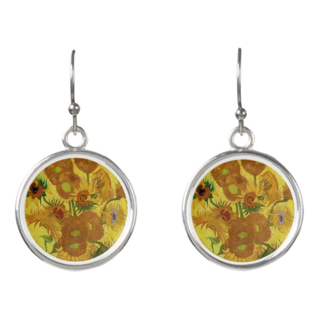 Vincent van Gogh - Vase with Fifteen Sunflowers Earrings (Front)