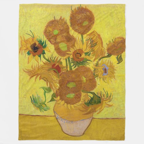 Vincent van Gogh _ Vase with Fifteen Sunflowers Fleece Blanket