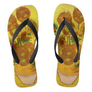Vincent van Gogh - Vase with Fifteen Sunflowers Flip Flops
