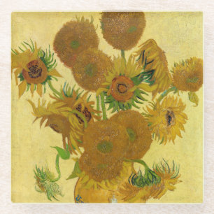 Vincent van Gogh - Vase with Fifteen Sunflowers Glass Coaster