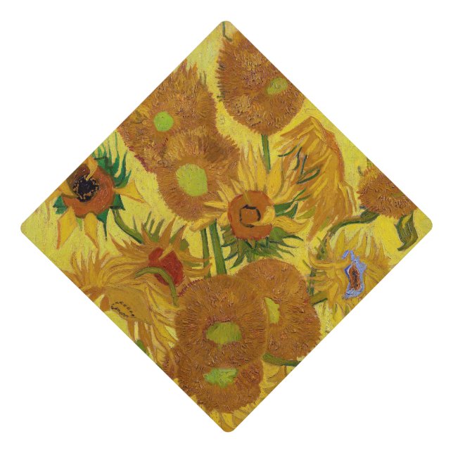 Vincent van Gogh - Vase with Fifteen Sunflowers Graduation Cap Topper (Front)