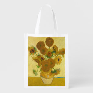 Vincent van Gogh - Vase with Fifteen Sunflowers Grocery Bag