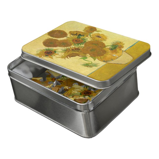 Vincent van Gogh - Vase with Fifteen Sunflowers Jigsaw Puzzle (Lid Open)