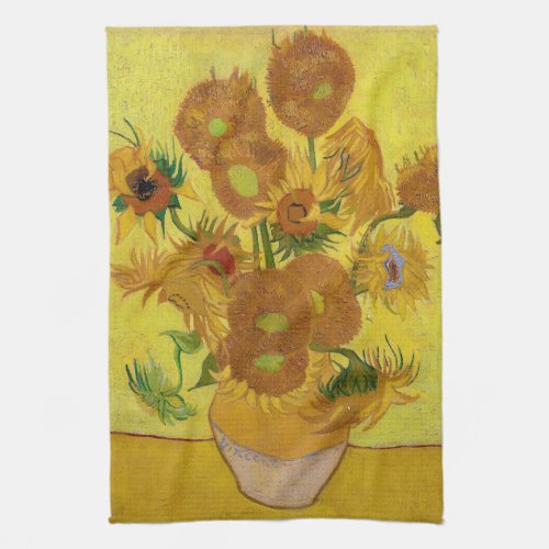 Vincent van Gogh _ Vase with Fifteen Sunflowers Kitchen Towel