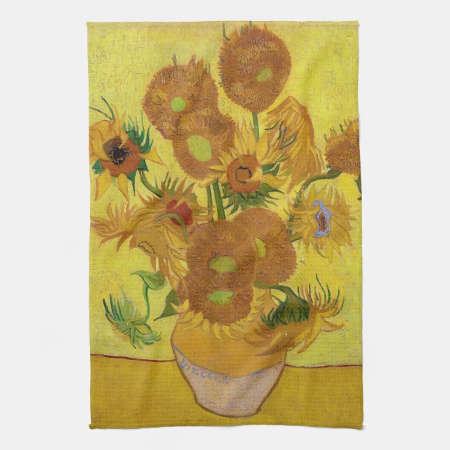 Vincent van Gogh - Vase with Fifteen Sunflowers Kitchen Towel (Vertical)