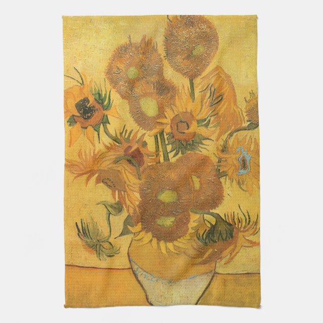 Vincent van Gogh - Vase with Fifteen Sunflowers Kitchen Towel (Vertical)