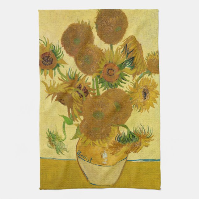 Vincent van Gogh - Vase with Fifteen Sunflowers Kitchen Towel (Vertical)