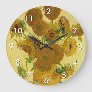 Vincent van Gogh - Vase with Fifteen Sunflowers Large Clock
