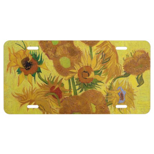 Vincent van Gogh _ Vase with Fifteen Sunflowers License Plate
