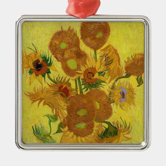 Vincent van Gogh - Vase with Fifteen Sunflowers Metal Ornament (Front)