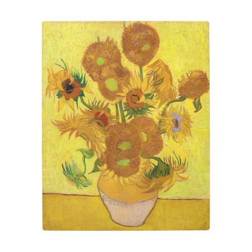 Vincent van Gogh _ Vase with Fifteen Sunflowers Metal Print