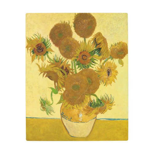 Vincent van Gogh _ Vase with Fifteen Sunflowers Metal Print