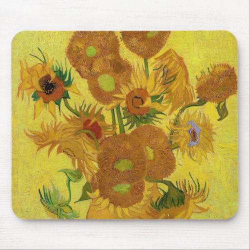 Vincent van Gogh _ Vase with Fifteen Sunflowers Mouse Pad