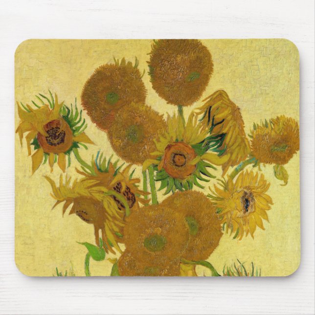 Vincent van Gogh - Vase with Fifteen Sunflowers Mouse Pad (Front)