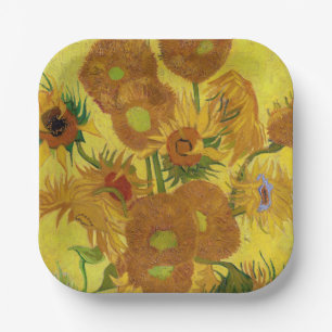 Vincent van Gogh - Vase with Fifteen Sunflowers Paper Plates