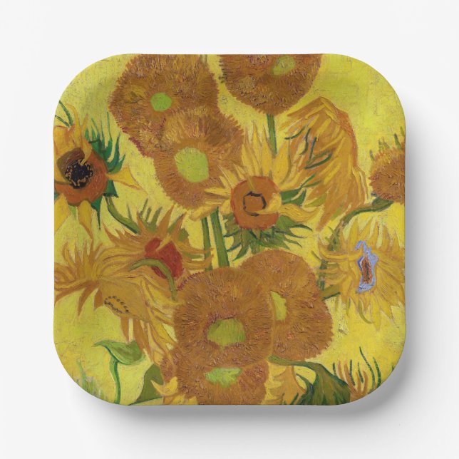 Vincent van Gogh - Vase with Fifteen Sunflowers Paper Plates (Front)