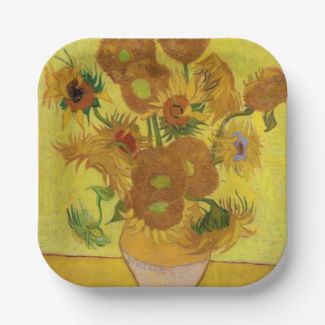 Vincent van Gogh - Vase with Fifteen Sunflowers Paper Plates (Front)