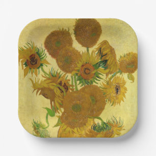 Vincent van Gogh - Vase with Fifteen Sunflowers Paper Plates