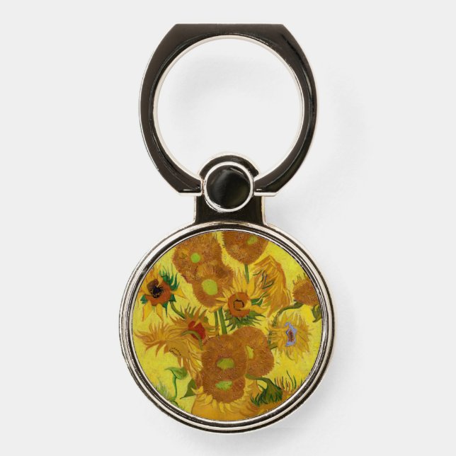 Vincent van Gogh - Vase with Fifteen Sunflowers Phone Ring Stand (Front)