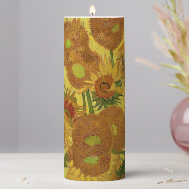 Vincent van Gogh - Vase with Fifteen Sunflowers Pillar Candle (In Situ)