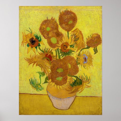 Vincent van Gogh _ Vase with Fifteen Sunflowers Poster