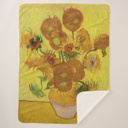 Vincent van Gogh _ Vase with Fifteen Sunflowers Sherpa Blanket