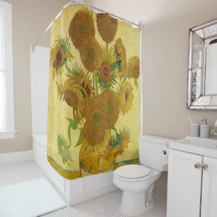 Vincent van Gogh - Vase with Fifteen Sunflowers Shower Curtain