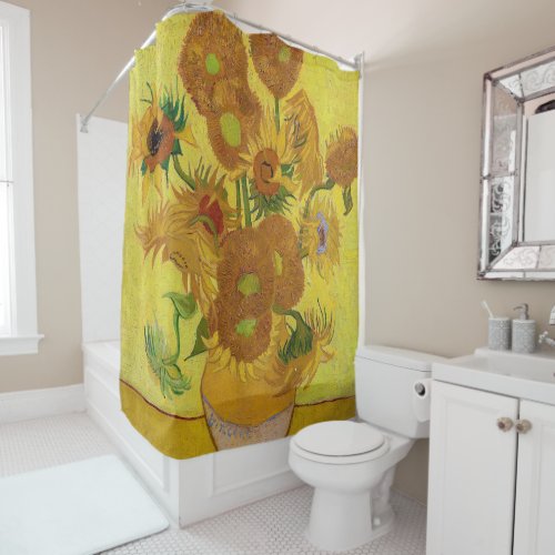 Vincent van Gogh _ Vase with Fifteen Sunflowers Shower Curtain
