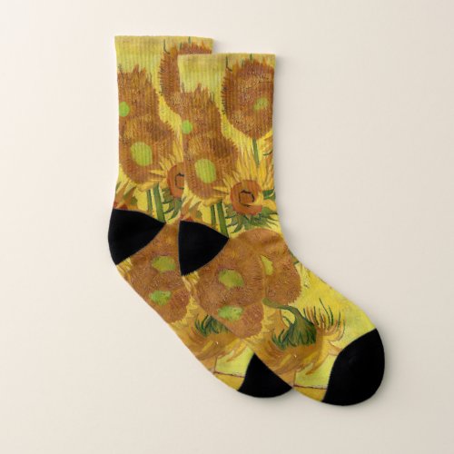 Vincent van Gogh _ Vase with Fifteen Sunflowers Socks