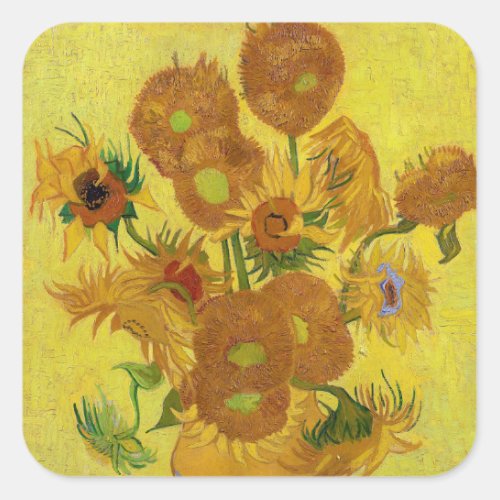 Vincent van Gogh _ Vase with Fifteen Sunflowers Square Sticker