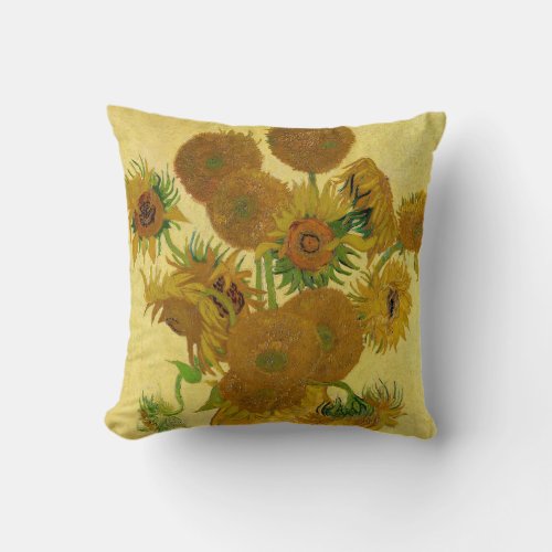 Vincent van Gogh _ Vase with Fifteen Sunflowers Throw Pillow