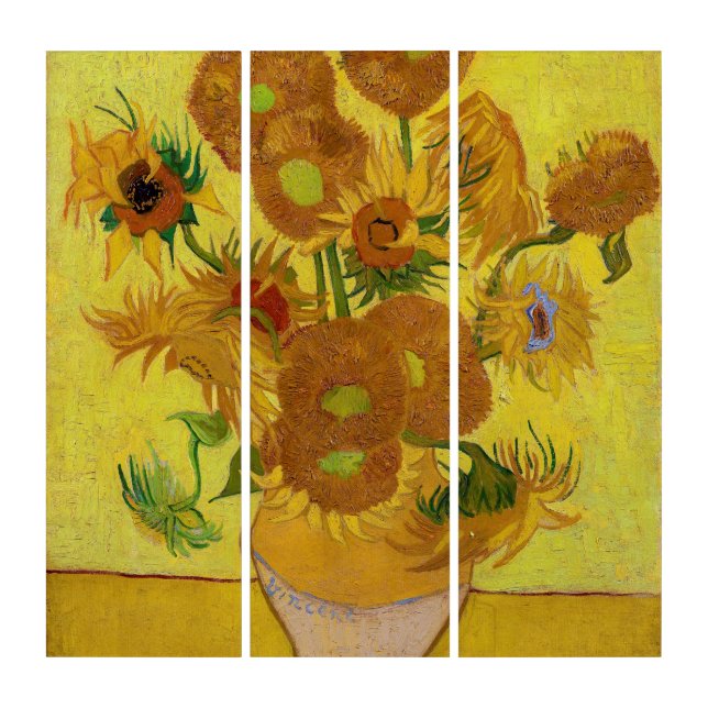 Vincent van Gogh - Vase with Fifteen Sunflowers Triptych (Front)