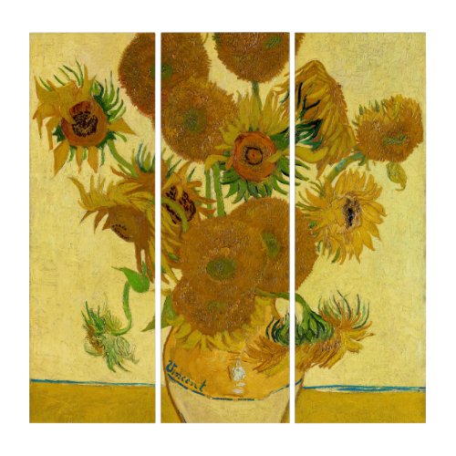 Vincent van Gogh _ Vase with Fifteen Sunflowers Triptych