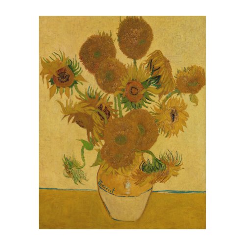Vincent van Gogh _ Vase with Fifteen Sunflowers Wood Wall Art